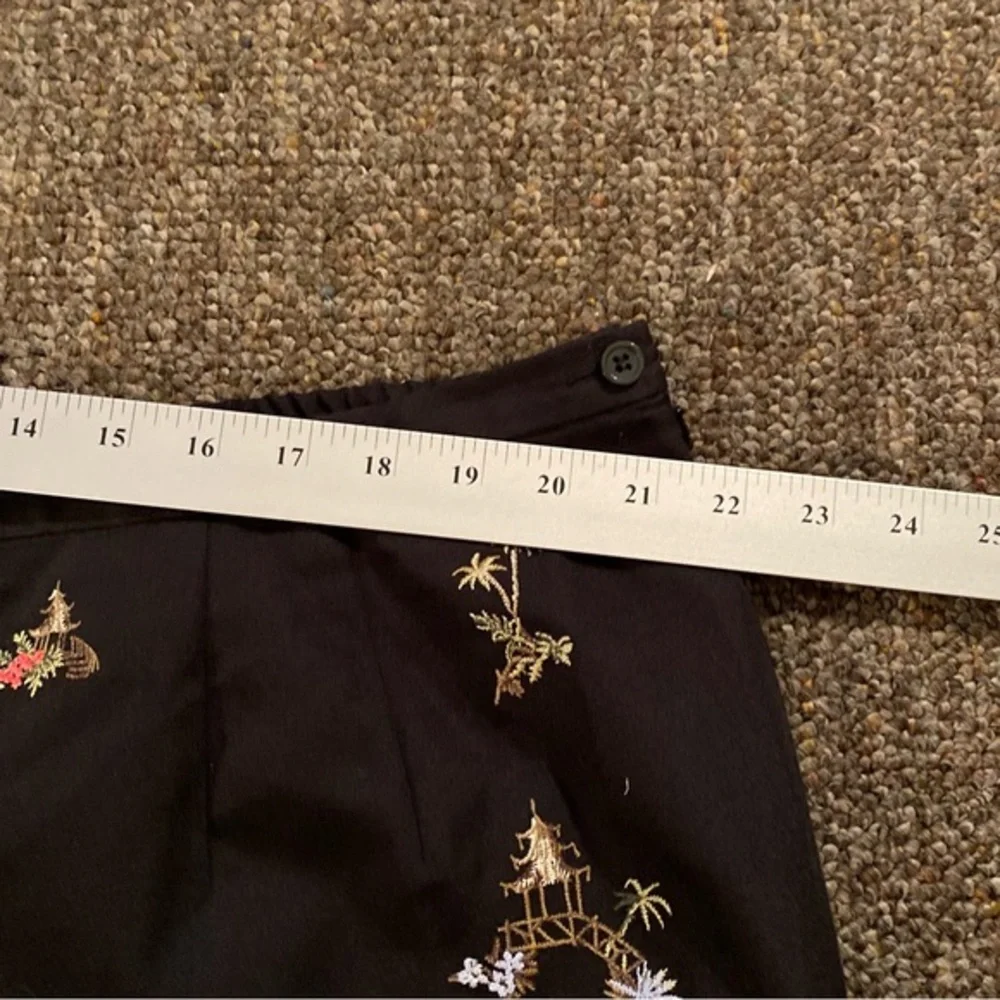 Talbots Black Floral Embroidered Pants - Picture 3 of 11